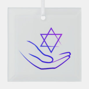 Paarse/blauwe ster van David Glass Ornament