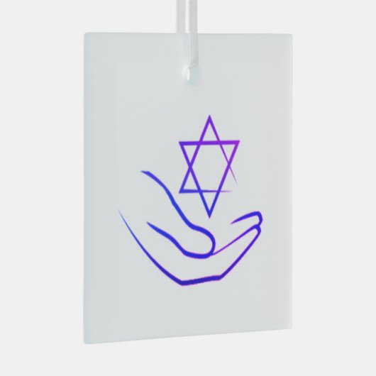 Paarse/blauwe ster van David Glass Ornament (Voorkant Rechts)