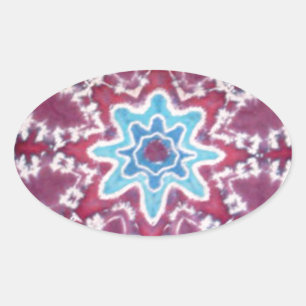 Paarse Blauwe Sterpatroon Tie Dye Ovale Sticker