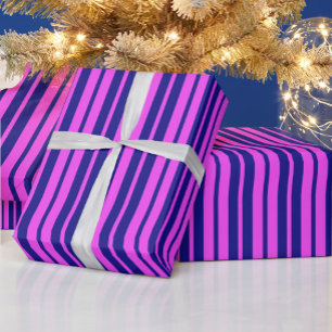 Paarse Blauwe Stijlvolle Strepen Patroonontwerp Cadeaupapier