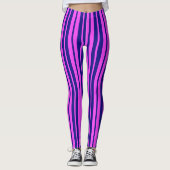 Paarse Blauwe Stijlvolle Strepen Patroonontwerp Leggings (Voorkant)