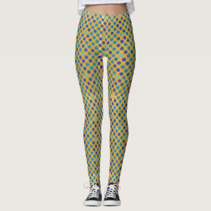 Paarse blauwe stippenpatroon op glam golden leggings
