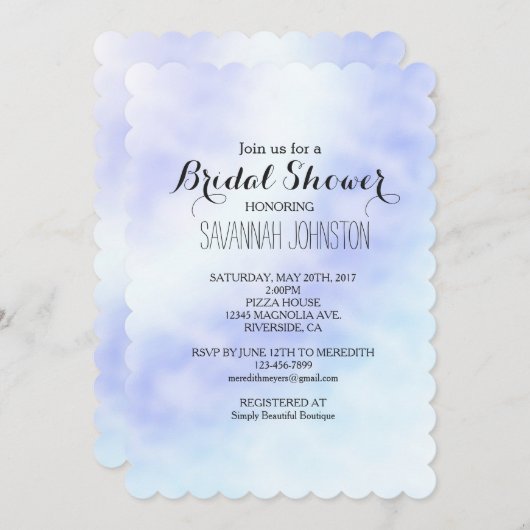 Paarse Blauwe Tie kleurstof bruidsdouche Uitnodigi Kaart (Voorkant / Achterkant)