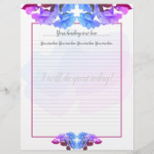 Paarse blauwe trompetbloemen met letterhead briefhoofd (Voorkant)