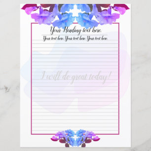 Paarse Blauwe Trompetbloemen Schrijfpapier