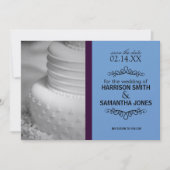 Paarse & Blauwe Trouwkaartjes om de datum te reser Kaart (Voorkant)