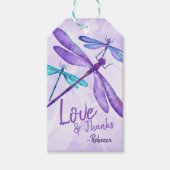 Paarse, Blauwe Turquoise Dragonfly Gift Label Cadeaulabel (Voorkant)