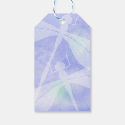 Paarse, Blauwe Turquoise Dragonfly Gift Label Cadeaulabel (Achterkant)