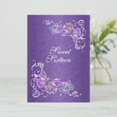 Paarse blauwe verloving bruiloft kaart (Staand voorkant)
