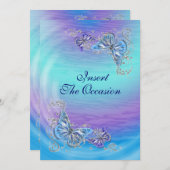 Paarse blauwe verloving bruiloft kaart (Voorkant / Achterkant)