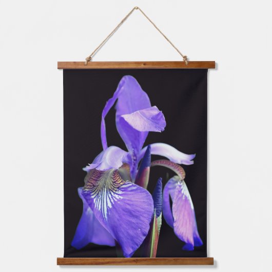 Paarse Blauwe Vlag Iris Bloem Hangend Wandkleed (Voorkant)