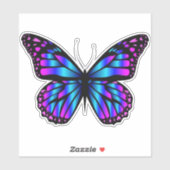 Paarse blauwe vlinder, op maat gesneden vinylStick Sticker (Vel)