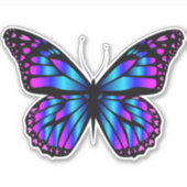 Paarse blauwe vlinder, op maat gesneden vinylStick Sticker (Voorkant)