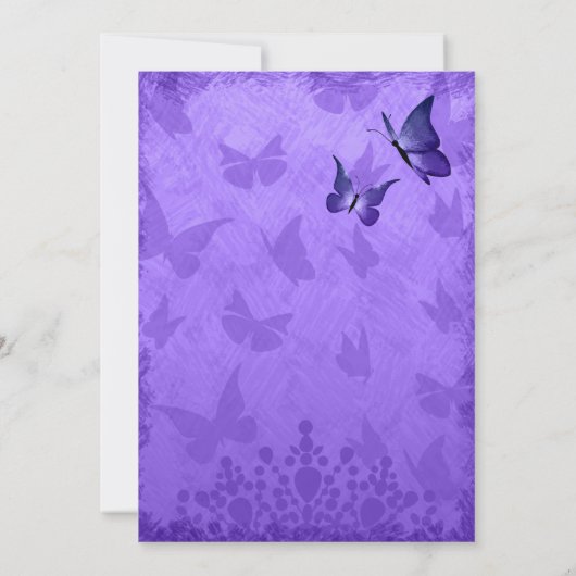Paarse, blauwe vlinder Quinceanera Kaart (Achterkant)