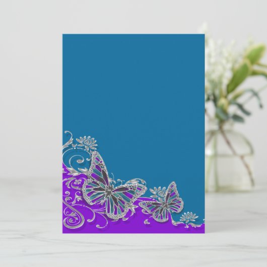 Paarse blauwe vlinderbloemflora kaart (Staand voorkant)