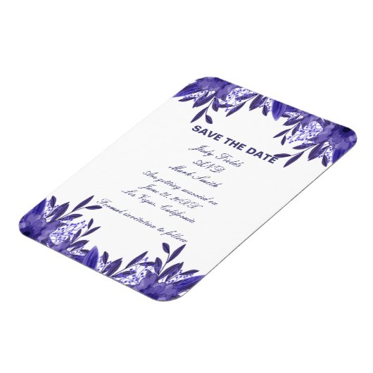 Paarse blauwe vlindervloed bespaart de datum magne magneet (Linkerzijde)