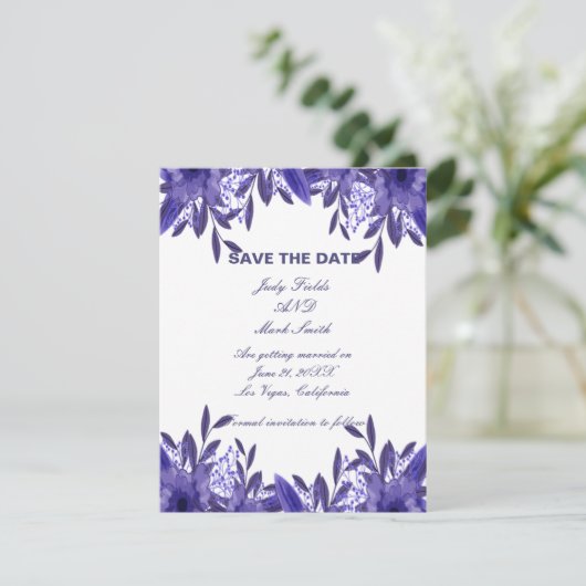 Paarse blauwe vlindervulling bespaart de datum-Kaa (Staand voorkant)