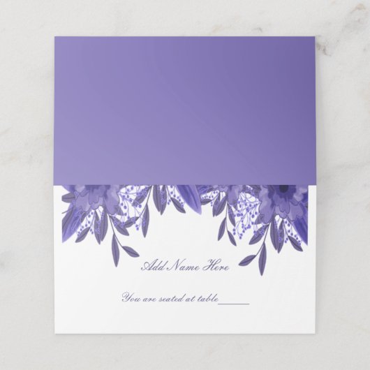 Paarse blauwe vlindervulling met vouwtafel plaatskaartje (Buitenkant ongevouwen)