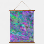 Paarse Blauwe Vloeibare Kunstriemen en blaasjes Hangend Wandkleed (Voorkant)