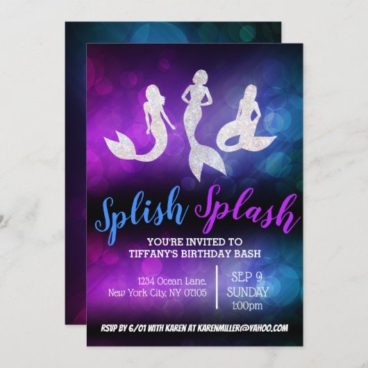 Paarse blauwe volwassen partij kaart (Voorkant / Achterkant)