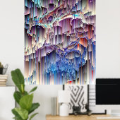Paarse Blauwe Waterval Abstracte Kunst Poster (Thuiskantoor)