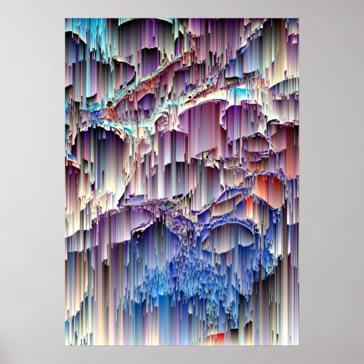 Paarse Blauwe Waterval Abstracte Kunst Poster (Voorkant)