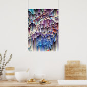 Paarse Blauwe Waterval Abstracte Kunst Poster (Keuken)