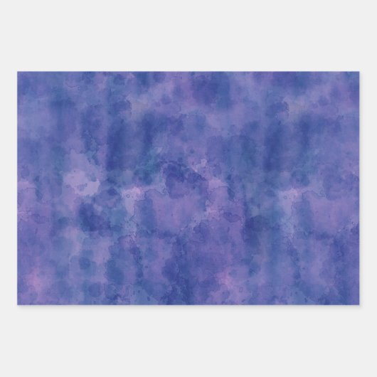 Paarse Blauwe Waterverf Abstractie Inpakpapier Vel (Voorkant 2)