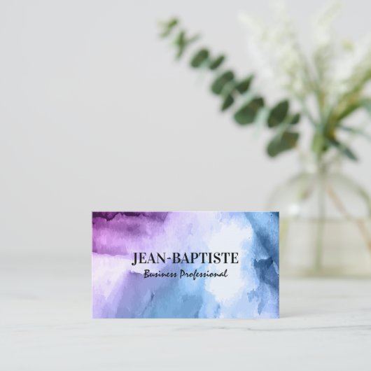 Paarse blauwe Waterverf achtergrond Visitekaartje (Staand voorkant)