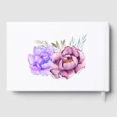 Paarse, blauwe waterverf bloemen bloemen bruiloft gastenboek (Achterkant)