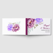 Paarse, blauwe waterverf bloemen bloemen bruiloft gastenboek (Volledig)