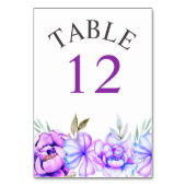 Paarse, blauwe waterverf bloemen bloemen bruiloft kaart (Achterkant)