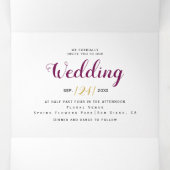 Paarse, blauwe waterverf bloemen met RSVP bruiloft Drieluik Uitnodiging (Binnenkant midden)