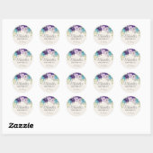 Paarse Blauwe Waterverf Bloemen Verjaardagsfeest Ronde Sticker (Vel)