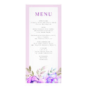 Paarse, blauwe waterverf bloemetjes trouwkaart reclamekaart (Voorkant)