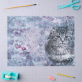 Paarse blauwe Waterverf Cat-decoupage-papier Tissuepapier (Craft)