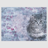 Paarse blauwe Waterverf Cat-decoupage-papier Tissuepapier (Voorkant)