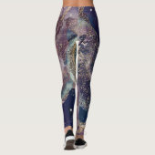 Paarse blauwe Waterverf Cosmic Galaxy Sparkle Leggings (Achterkant)