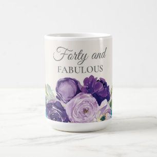 Paarse Blauwe Waterverf Floral 40 en Fabulous Koffiemok