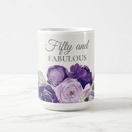 Paarse Blauwe Waterverf Floral 50 en Fabulous Koffiemok
