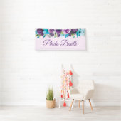 Paarse blauwe Waterverf Floral Foto Booth Spandoek (Insitu)