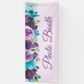 Paarse blauwe Waterverf Floral Foto Booth Spandoek (Verticaal)