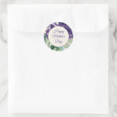 Paarse blauwe Waterverf Floral Happy Moederdag Ronde Sticker (Tas)