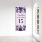 Paarse blauwe Waterverf Floral Quinceañera Spandoek