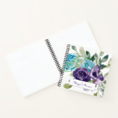 Paarse Blauwe Waterverf Floral Recipe Notitieboek (Binnen)