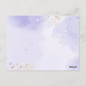 Paarse Blauwe Waterverf Floral Weddenschap Briefkaart (Achterkant)