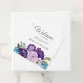 Paarse blauwe Waterverf Floral Wedding Bedankjes Labels (In situ)