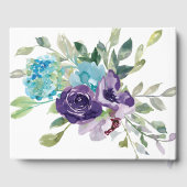 Paarse blauwe Waterverf Floral Wedding Gastenboek (Achterkant)