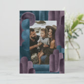 Paarse blauwe waterverf foto Kerstvakantie Feestdagenkaart (Staand voorkant)