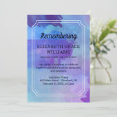 Paarse Blauwe Waterverf Herdenking Memorial Kaart (Staand voorkant)